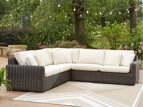 Kimora 3-Piece Outdoor Sectional In Beige and Dark Brown