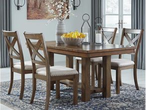 Moriville Grayish Brown Extendable Rectangular Dining Room Set