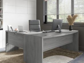 Office by Kathy Ireland Echo 72W Bow Front L Shaped Desk and Chair Set in Modern Gray