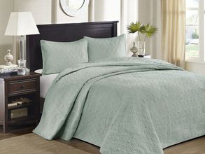 Quebec Polyester Microfiber 3 Piece Queen Bedspread Set In Seafoam