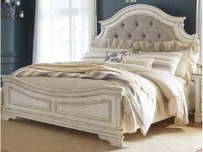 Realyn Two Tone Queen Upholstered Panel Bed