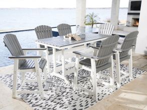 Transville Grey And White Outdoor Counter Height Dining Room Set