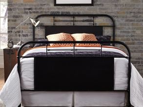 Vintage Distressed Black Queen Metal Bed