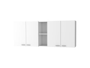 59 Inch Wood Wall Mounted Accent Cabinet with Four Doors In White