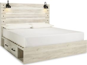 Cambeck Whitewash King Panel Bed with Double Underbed Storage