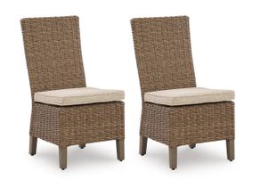 Carmel Bay Side Chair with Cushion Set of 2 In Beige