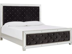 Lindenfield Black and Silver Queen Upholstered Panel Bed