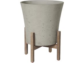 Patio Tapered Large Standing Pot In Cement Grey