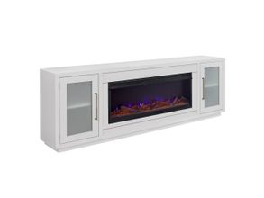 Perry 84 Inch Fireplace Console In White