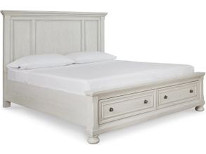 Robbinsdale King Panel Storage Bed In Antique White