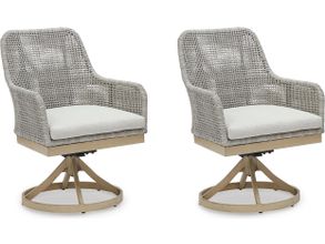 Seton Creek Gray Outdoor Swivel Dining Chair Set of 2