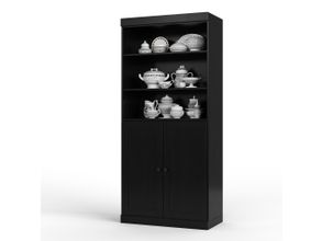 Solid Wood 32" Pantry Cabinet With 2-Drawers And Adjustable Shelves In Java