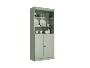 Solid Wood 32" Pantry Cabinet With 2-Drawers And Adjustable Shelves In Sage