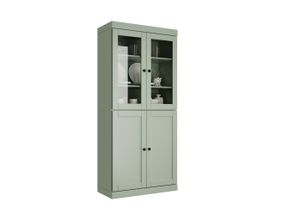 Solid Wood 32" Pantry Cabinet With Shaker Doors And 2-Drawers In Sage