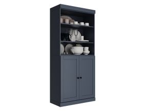 Solid Wood 32" Pantry Cabinet With Shaker Doors And Adjustable Shelves In Antique Blue