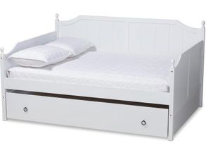Baxton Studio Millie Cottage Farmhouse White Finished Wood Full Size Daybed With Trundle