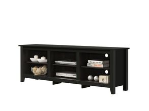 Benito 70 Inch Tv Stand with Open Shelves and Cable Management In Black