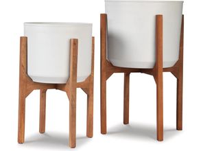 Dorcey White/Brown Planter Set of 2