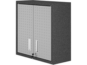 Fortress 30 Inch Floating Textured Metal Garage Cabinet With Adjustable Shelves In Grey
