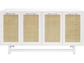 Macon Matte White Lacquer And Nickel 4 Door Cabinet