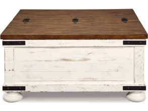 Wystfield White and Brown Cocktail Table with Storage